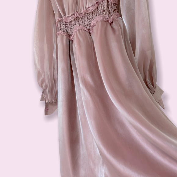 Shimmer Pink Midi Long Sleeves Dress - Picture 8 of 11